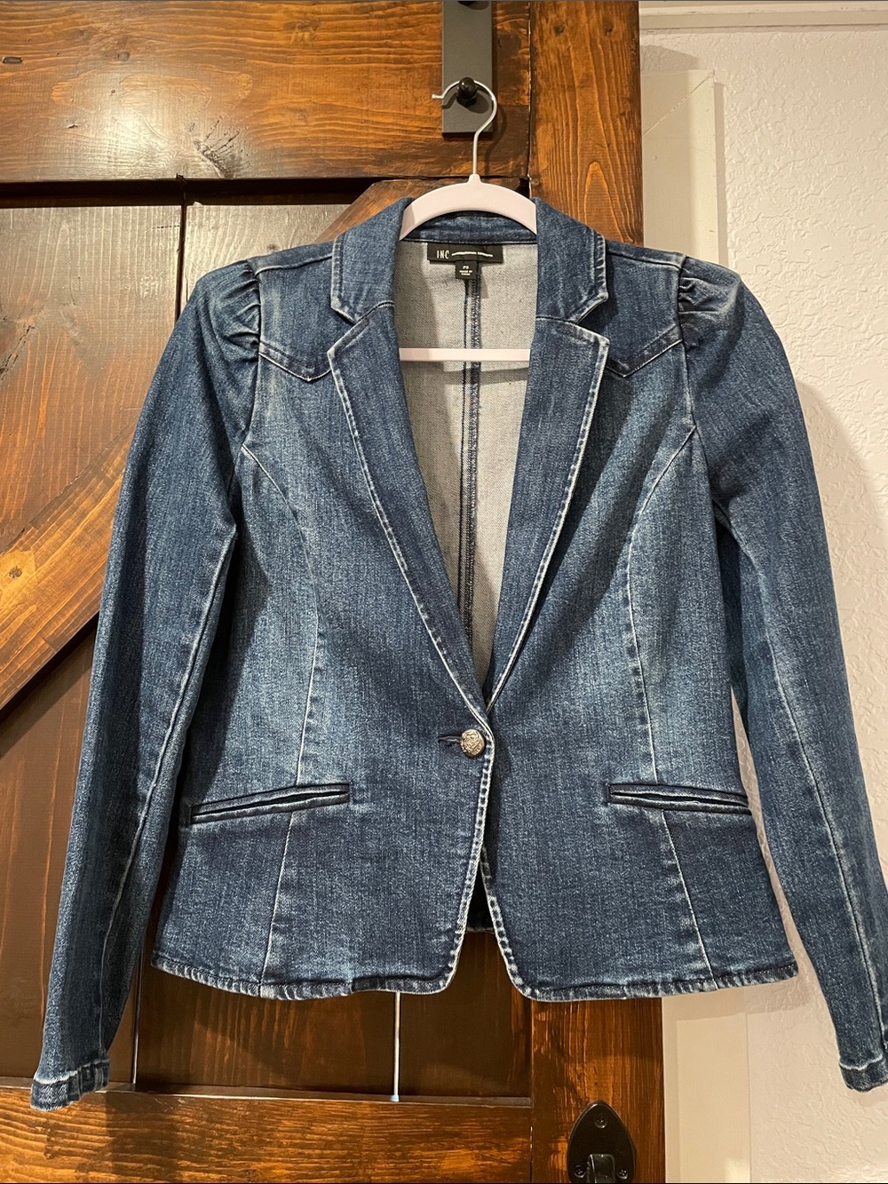 INC International Concepts Blue Denim Blazer